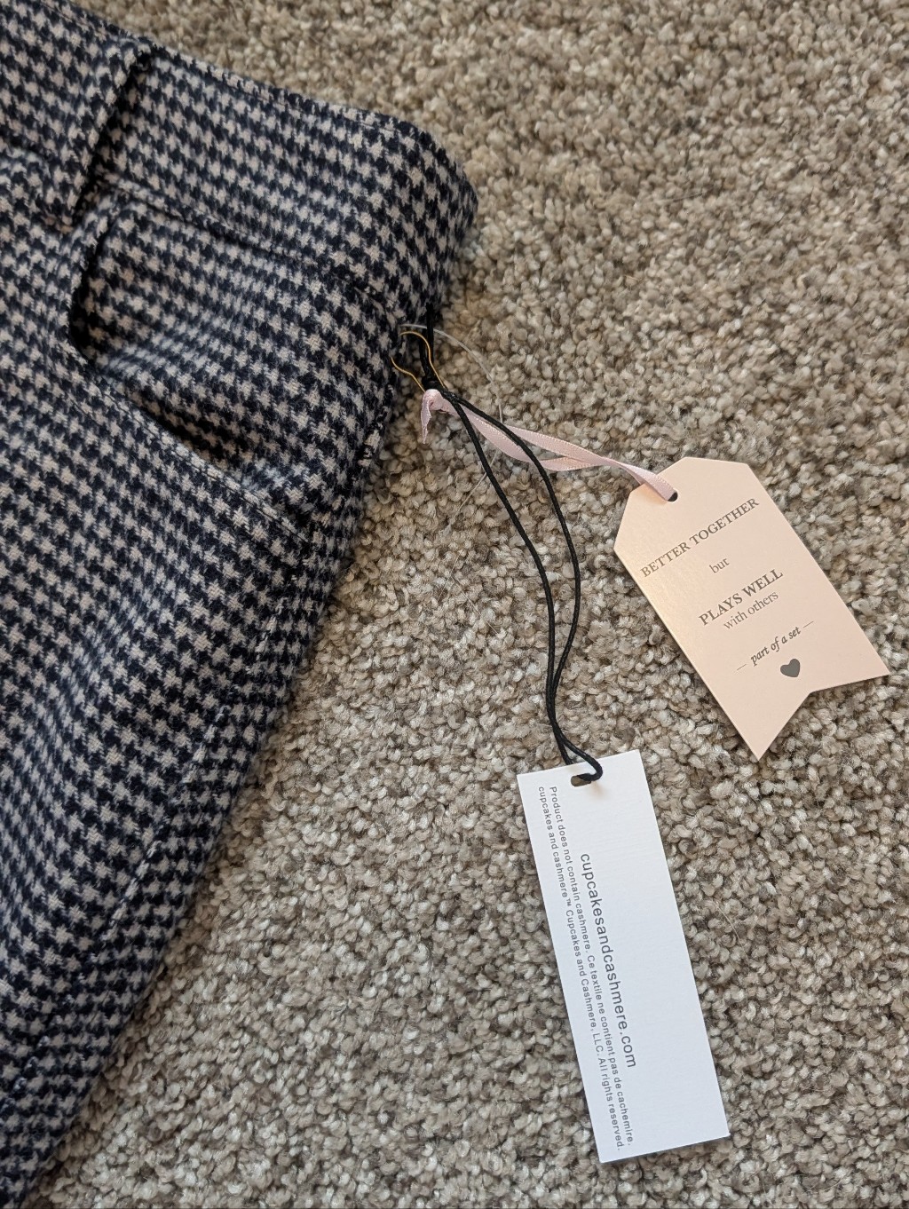 Nwt Cupcakes Cashmere Houndstooth Wool Blend Mini Skirt Navy White 2 — image 3 of 8